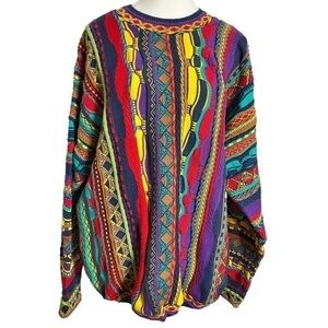 Tosani Multi Colored Textured Long Sleeve Crew Neck Sweater